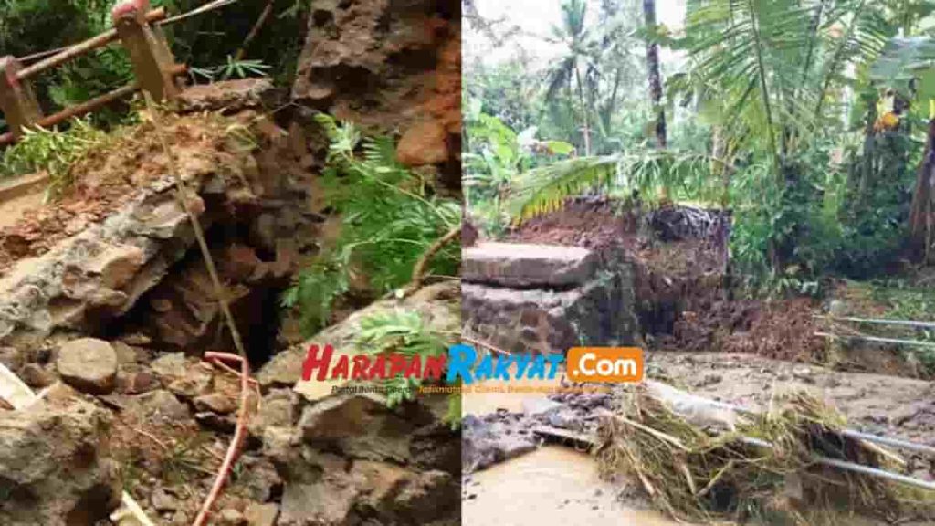 Ratusan Warga Terisolir Akibat Jembatan Penghubung Dua Dusun di Ciamis Ambruk