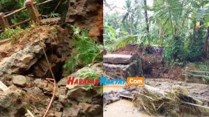 Ratusan Warga Terisolir Akibat Jembatan Penghubung Dua Dusun di Ciamis Ambruk