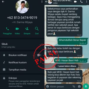 Awas, Ada Penipu Catut nama Bupati Serdang Bedagai, Darma Wijaya Minta Masyarakat Waspada