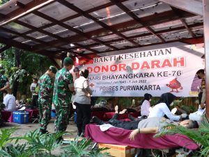 Sinergitas TNI dan Polri Di Purwakarta Dalam Menyambut HUT Bhayangkara Ke 76