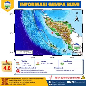 Meulaboh Diguncang Gempa Tektonik 4,6, Ini Penjelasan BMKG