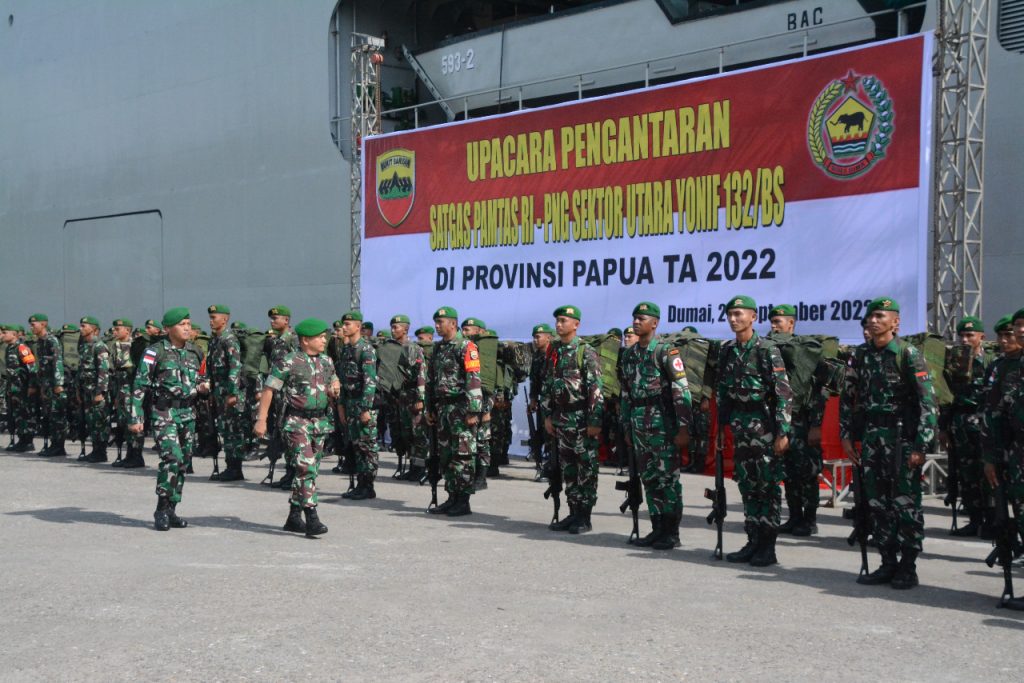 Pangdam I/Bukit Barisan Lepas Pasukan Satgas Pengamanan Perbatasan RI – Papua Nugini 2022