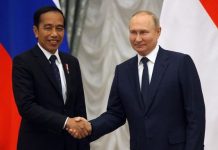 Presiden Rusia, Vladimir Putin saat bertemu dengan Presiden Jokowi.