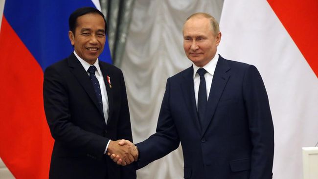 Presiden Rusia, Vladimir Putin saat bertemu dengan Presiden Jokowi.