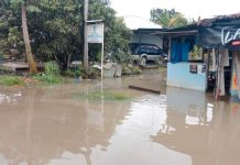 Pemukiman warga depan kantor Bupati Serdang Bedagai terendam banjir. (istimewa)