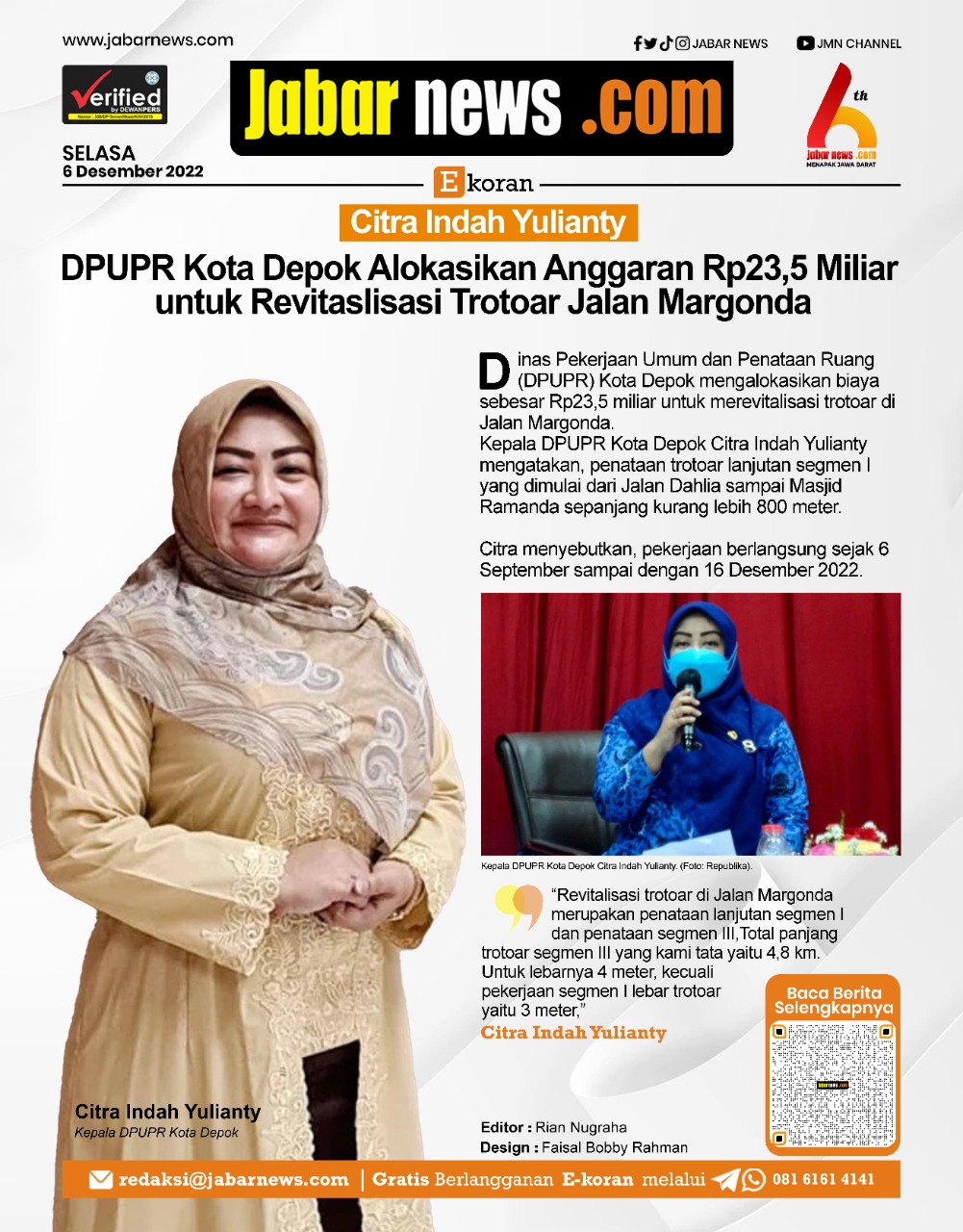 DPUPR Kota Depok Alokasikan Anggaran Rp23,5 Miliar untuk Revitalisasi Trotoar Jalan Margonda