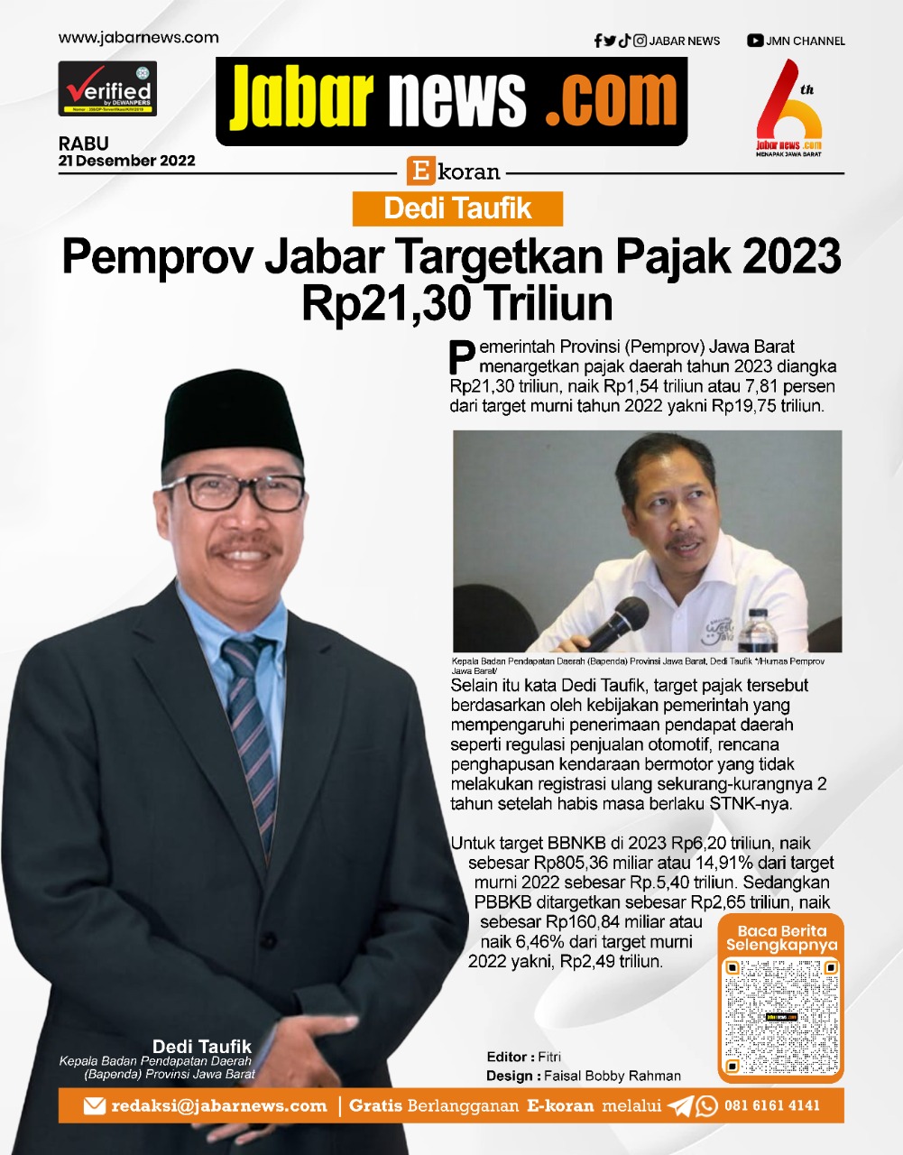 Pemprov Jabar Targetkan Pajak 2023 Rp21,30 Triliun