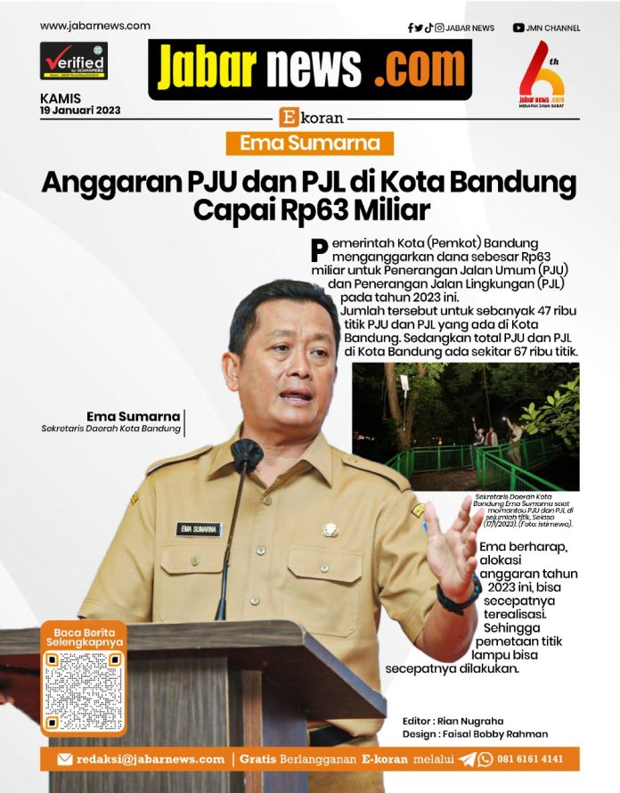 Anggaran PJU dan PJL di Kota Bandung Capai Rp63 Miliar