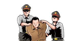 Ilustrasi penangkapan seorang pria di kuningan oleh aparat kepolisian