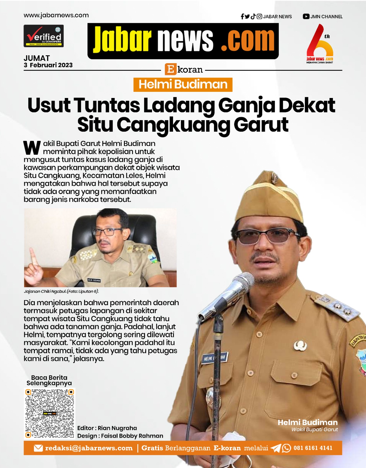 Helmi Budiman: Usut Tuntas Ladang Ganja Dekat Situ Cangkuang Garut