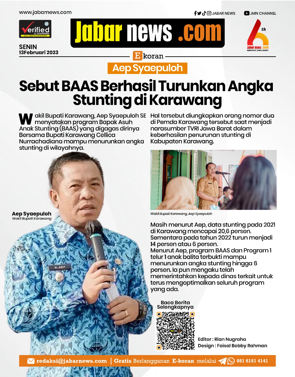 Asep Syaepuloh Sebut BAAS Brhasil Turunkan Stunting di Karawang