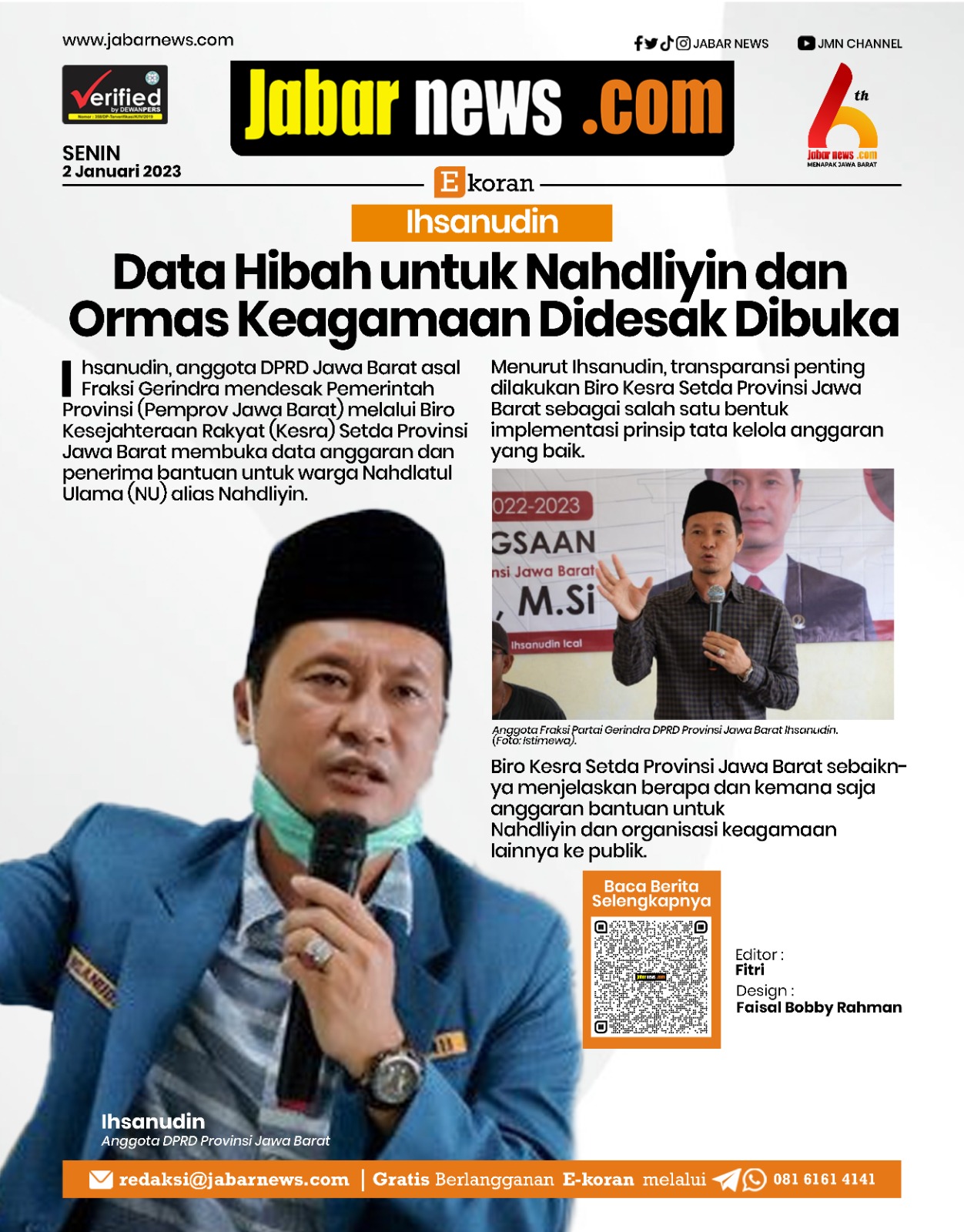 Ihsanudin Minta Dana Hibah Ormas Keagamaan Dibuka