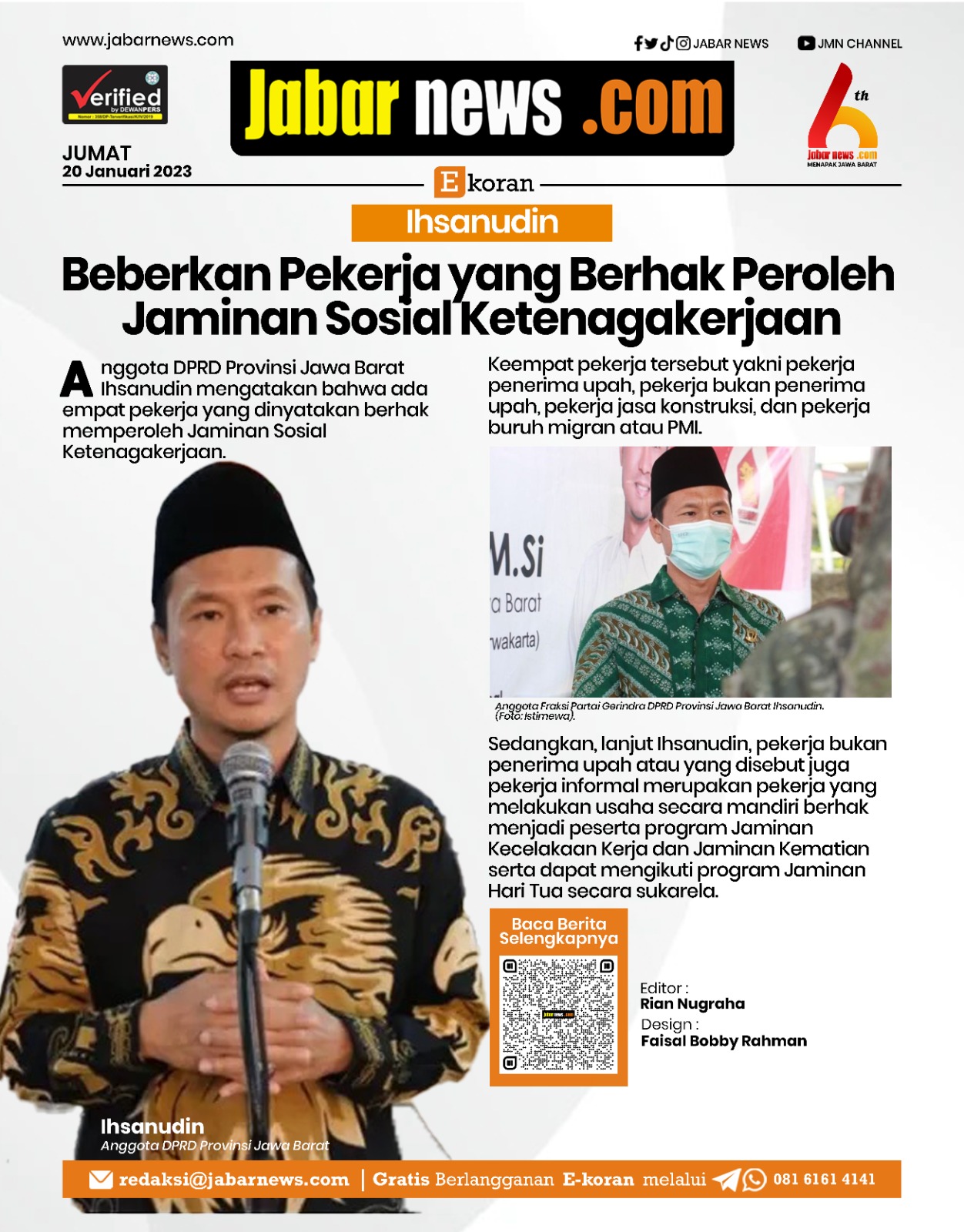 Ihsanudin: Semua Pekerja Berhak Menerima Jaminan Sosial