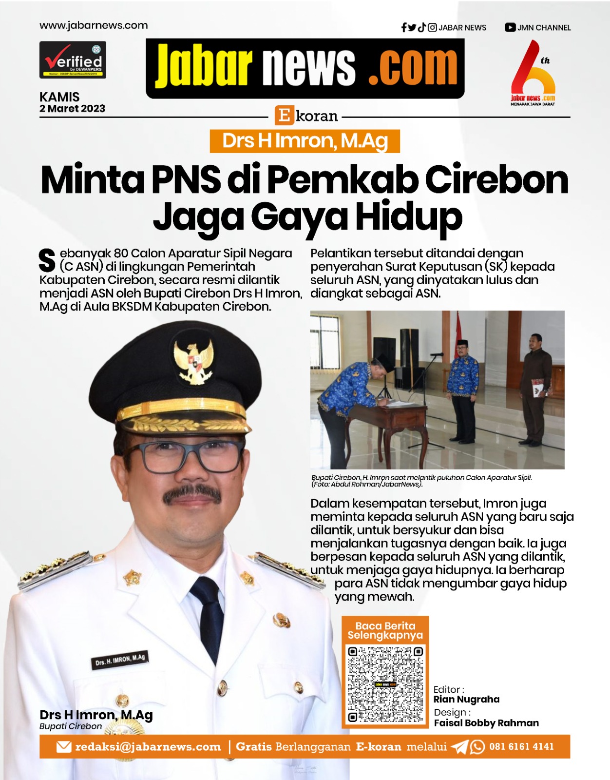 Imron Minta PNS di Pemkab Cirebon Jaga Gaya Hidup