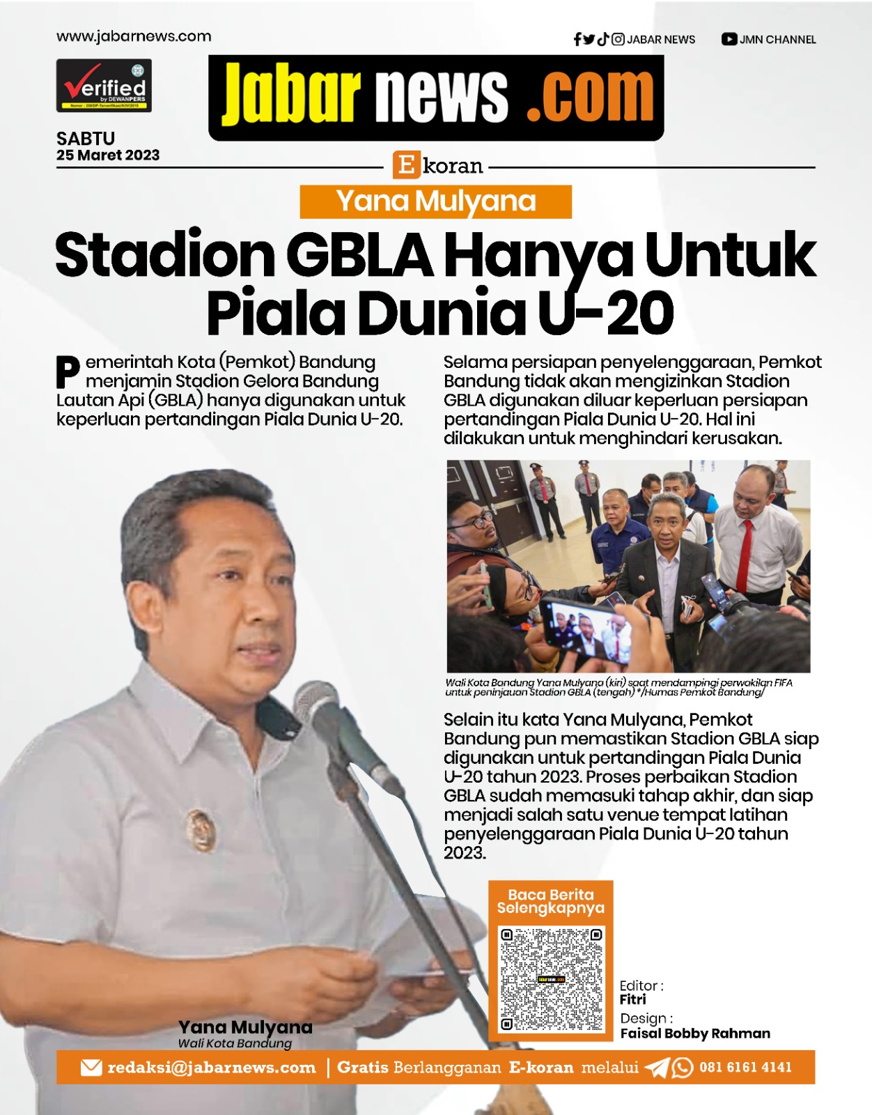 Yana Mulyana: Stadion GBLA Hanya untuk Piala Dunia U-20