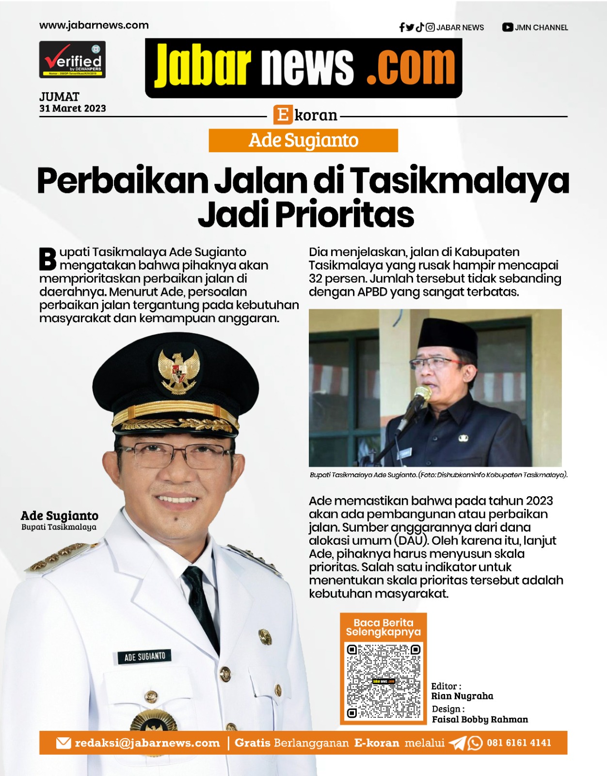 Perbaikan Jalan di Tasikmalaya Jadi Perioritas