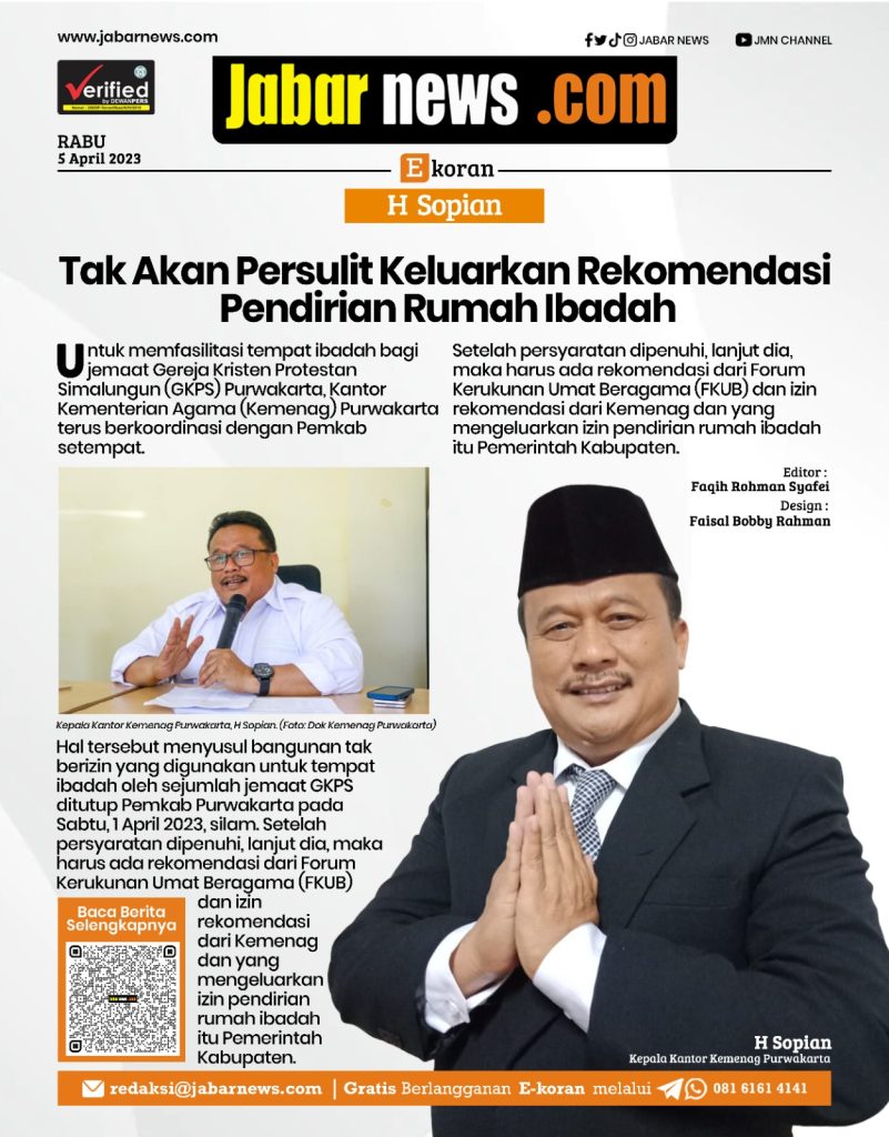 Kemenag Purwakarta Tak akan Persulit Keluarkan Rekomendasi Pendirian Rumah Ibadah