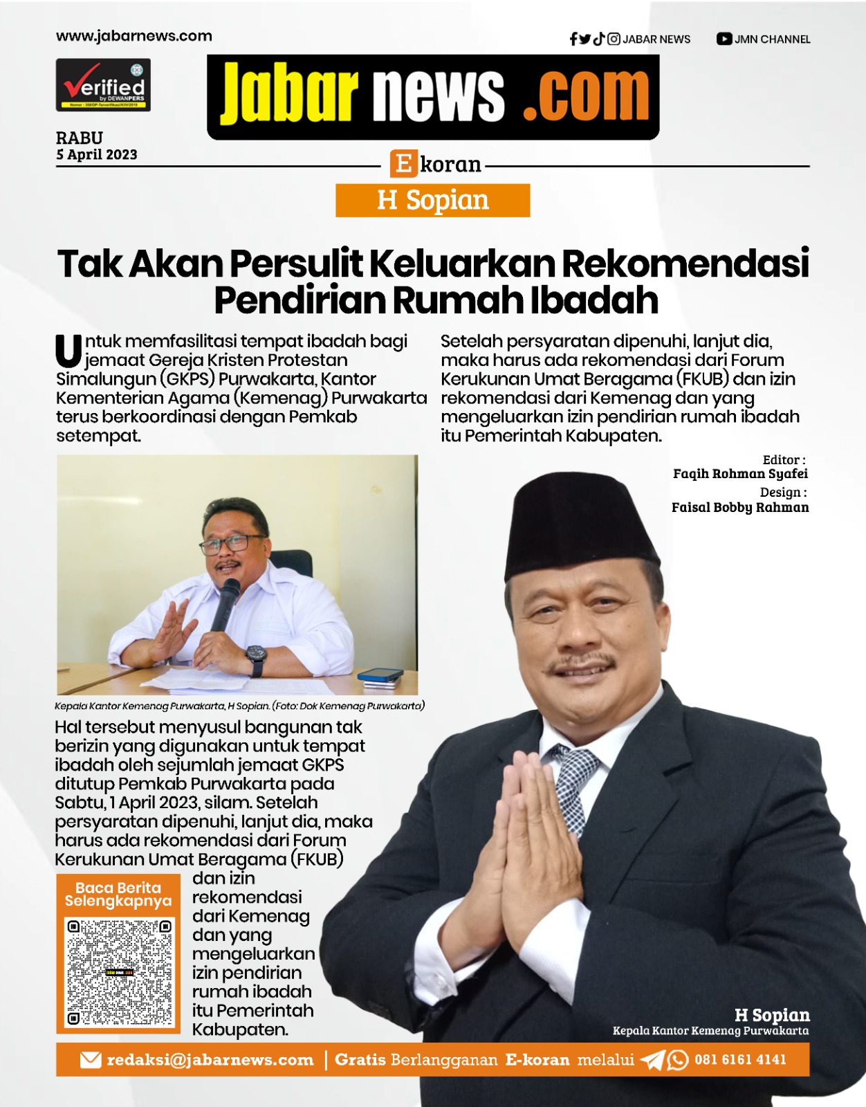 Kemenag Purwakarta Tak akan Persulit Keluarkan Rekomendasi Pendirian Rumah Ibadah