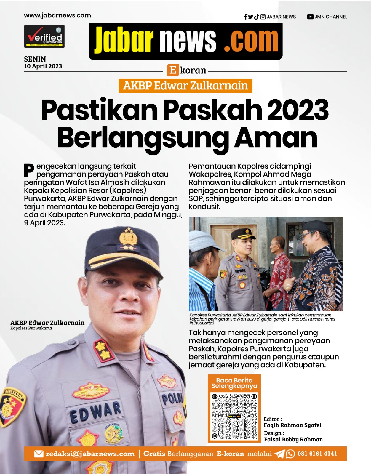 Edwar Zulkarnain Pastikan Paskah 2023 Berlangsung Aman