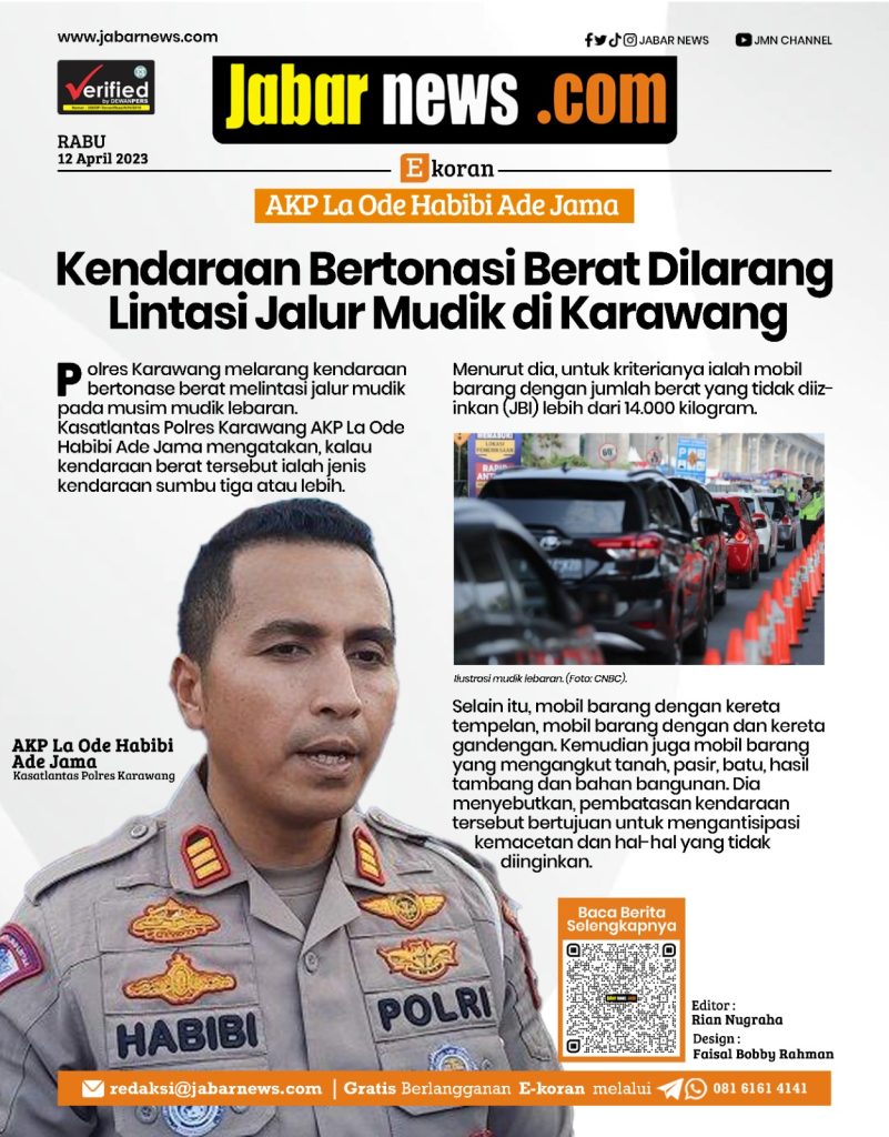 Kendaraan Bertonasi Berat Dilarang Lintasi Jalur Mudik di Karawang