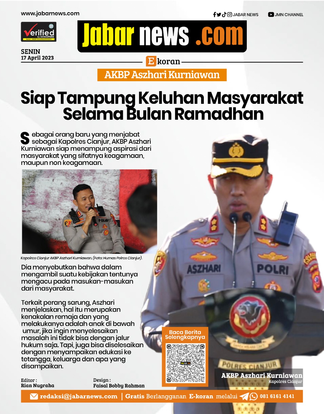 Aszhari Kurniawan Siap Tampung Keluhan Masyarakat Selama Bulan Ramadhan