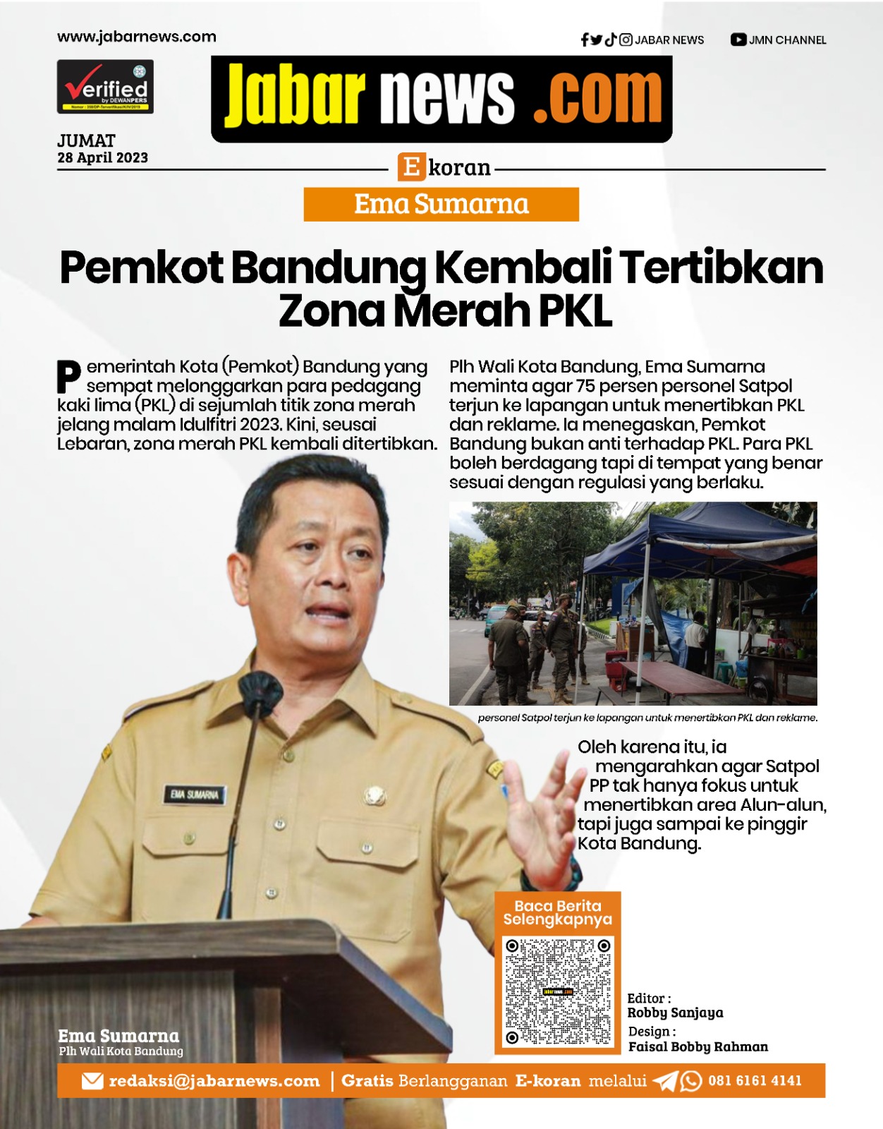 Ema Sumarna: Pemkot Bandung Kembali Tertibkan Zona Merah PKL