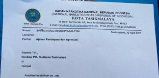 Surat permintaan THR dari BNN Kota Tasikmalaya