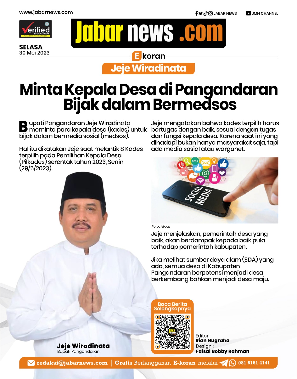 Jeje Wiradinata Minta Kepala Desa di Pangandaran Bijak dalam Bermedsos