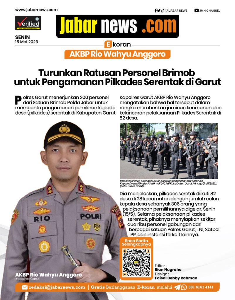 Rio Wahyu Anggoro Turunkan Ratusan Personel Brimob untuk Pengamanan Pilkades Serentak di Garut
