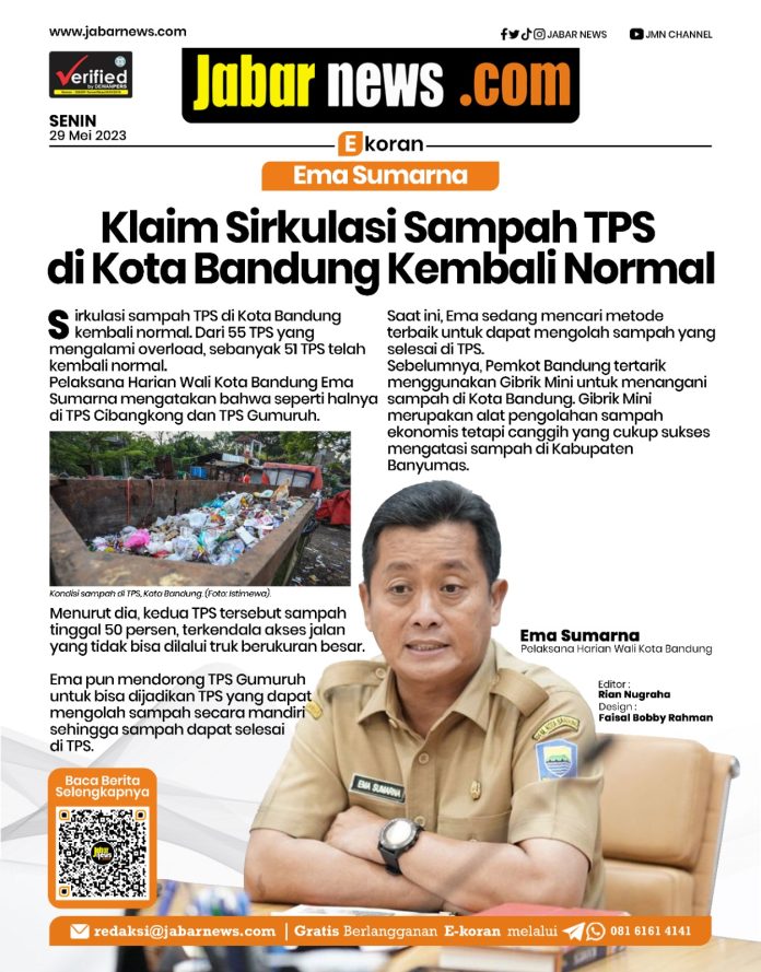 Ema Sumarna Klaim Sirkulasi Sampah TPS di Kota Bandung Kembali Normal
