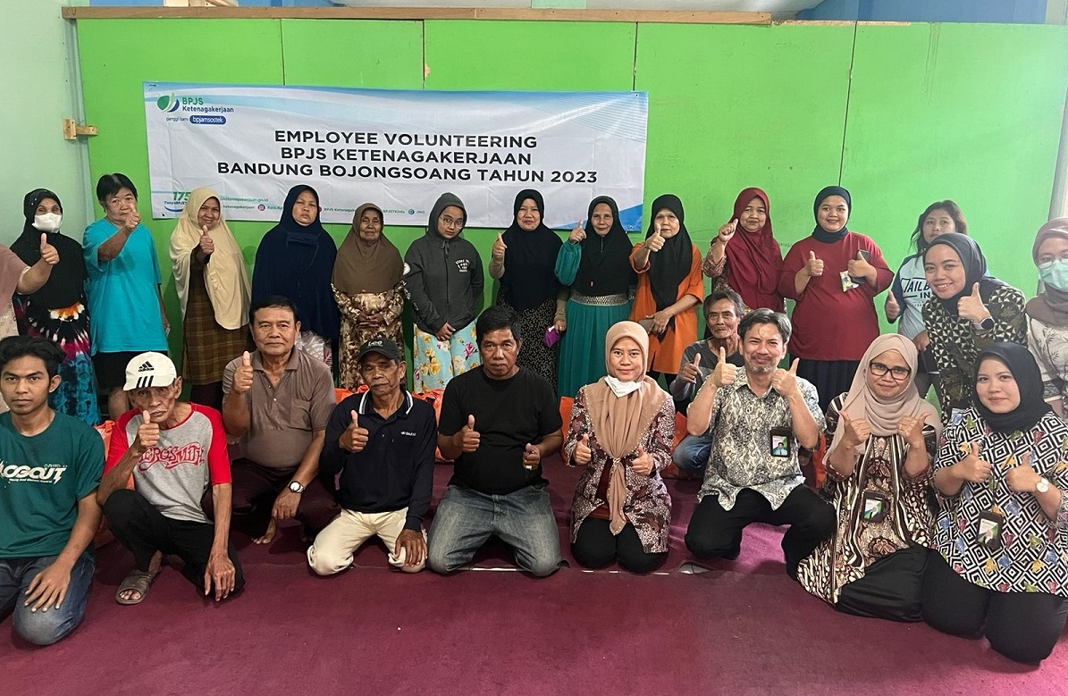 BPJS Ketenagakerjaan (BPJAMSOSTEK) Cabang Bandung Bojongsoang gelar program Employee Volunteering di Yayasan Al-Basyarul Huda Desa Cipagalo Bojongsoang Kabupaten Bandung