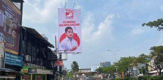 Baliho bergambar Kaesang Pangarep terpasang di ruas jalan Kota Depok