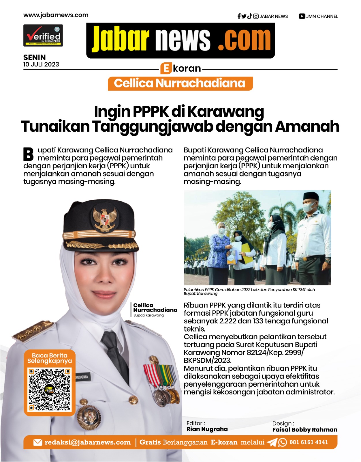 Cellica Nurrachadiana Ingin PPPK di Karawang Tunaikan Tanggungjawab dengan Amanah