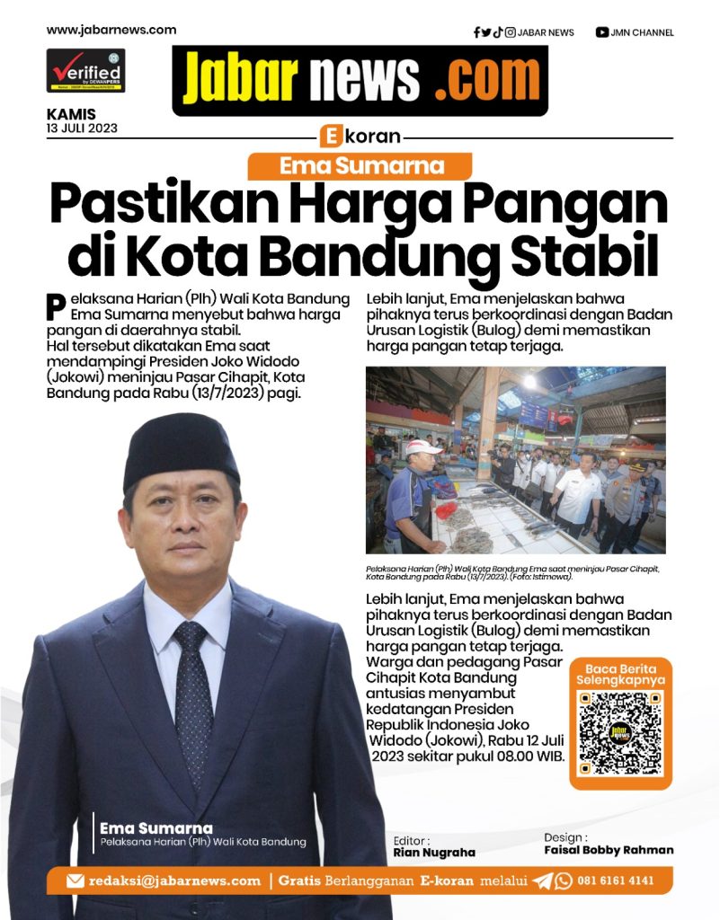 Ema Sumarna Pastikan Harga Pangan di Kota Bandung Stabil