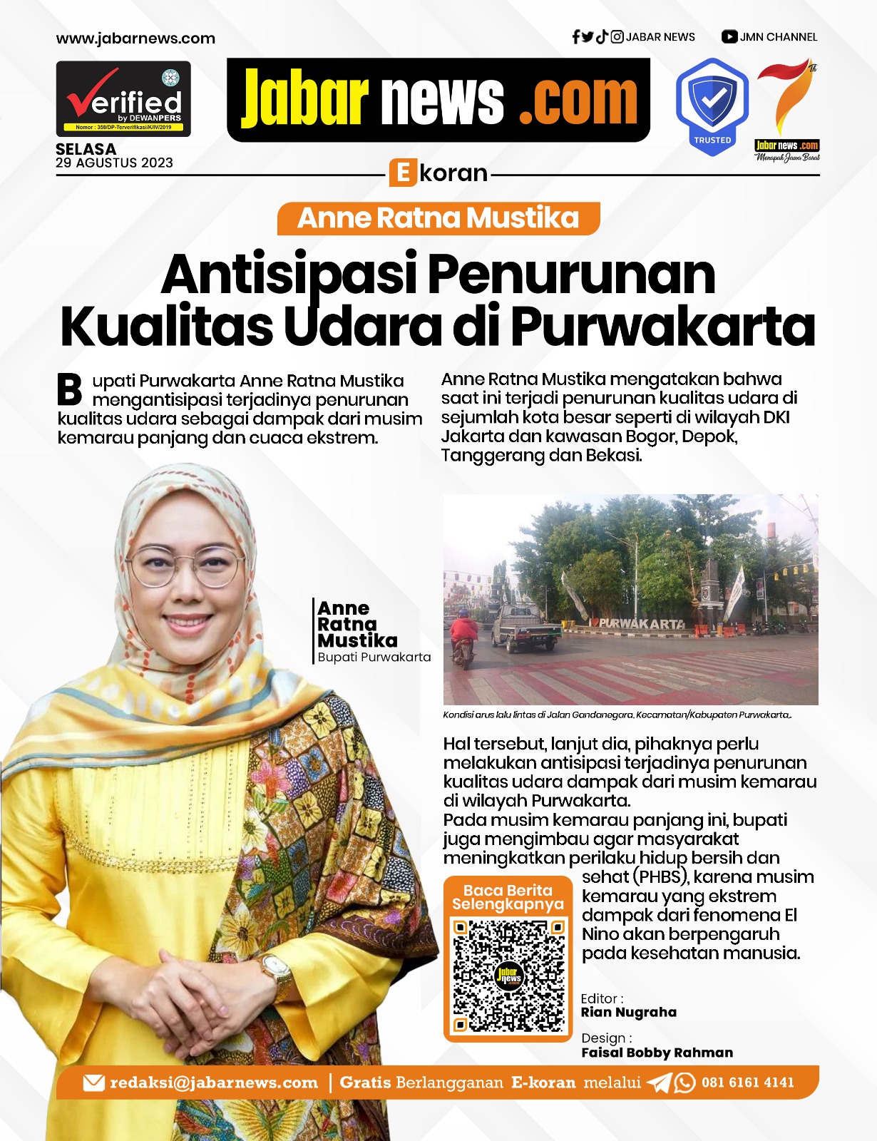 Anne Ratna Mustika Antisipasi Penurunan Kualitas Udara di Purwakarta