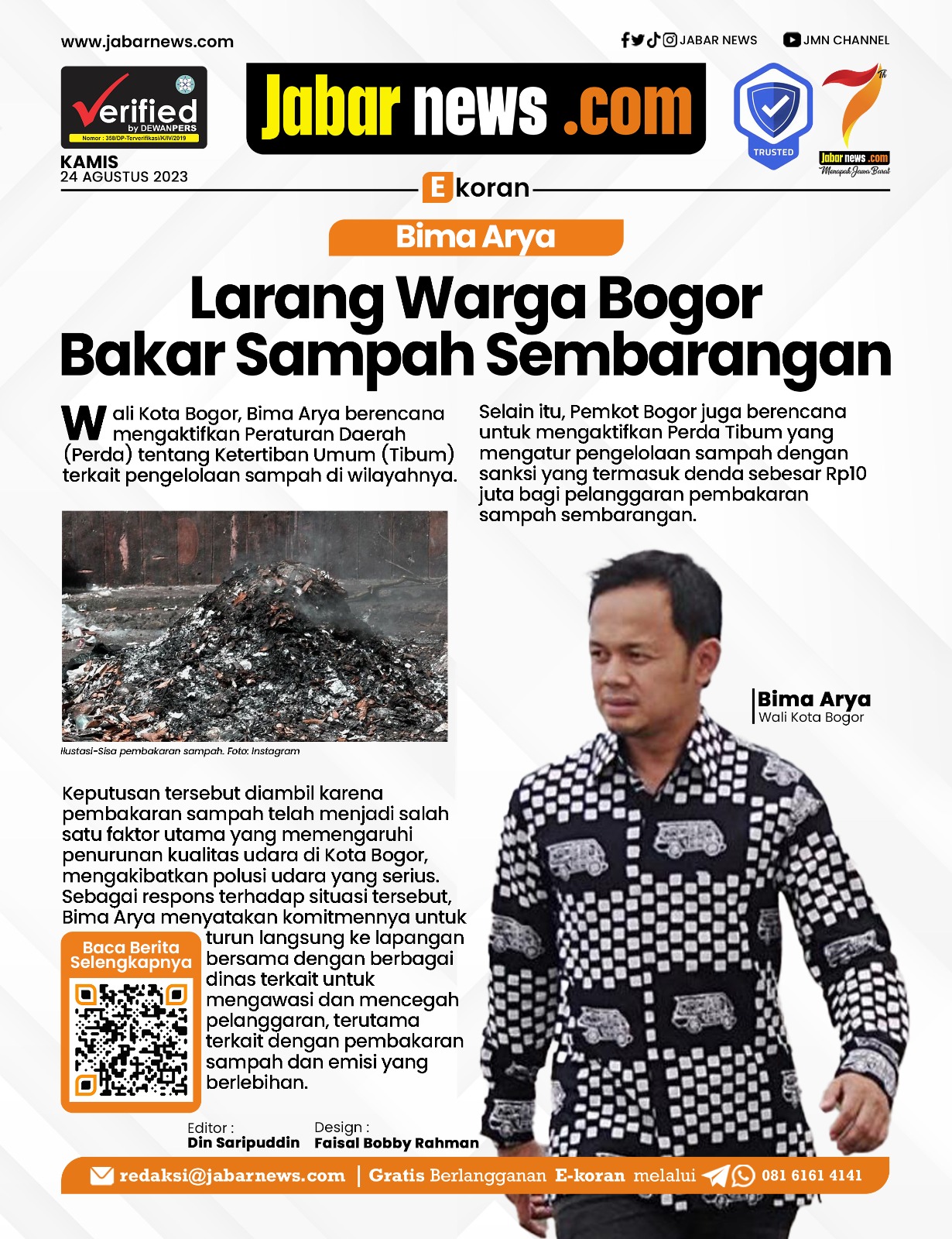 Bima Arya Larang Warga Bogor Bakar Sampah Sembarangan