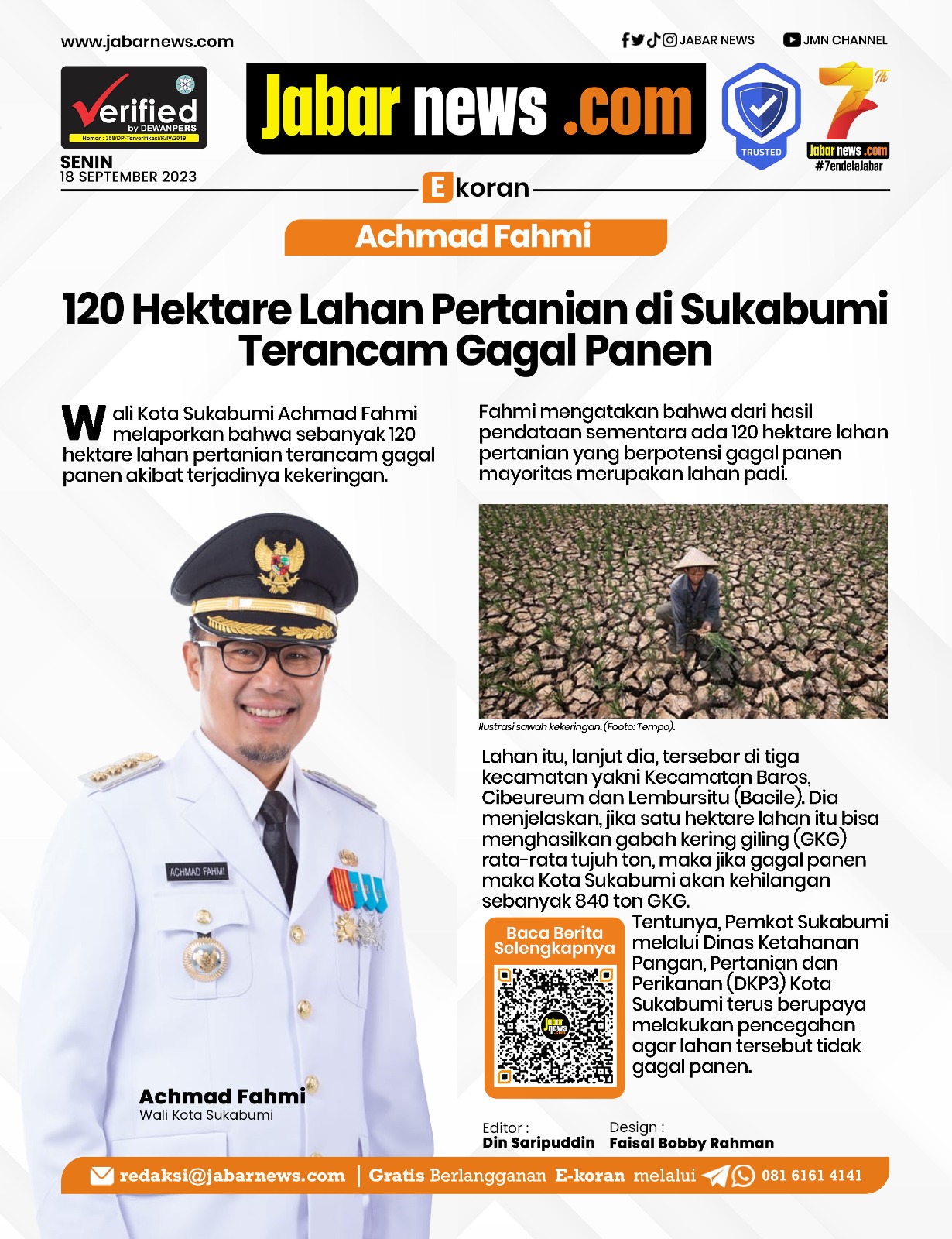 Achmad Fahmi 120 Hektare Lahan Pertanian di Sukabumi Terancam Gagal Panen