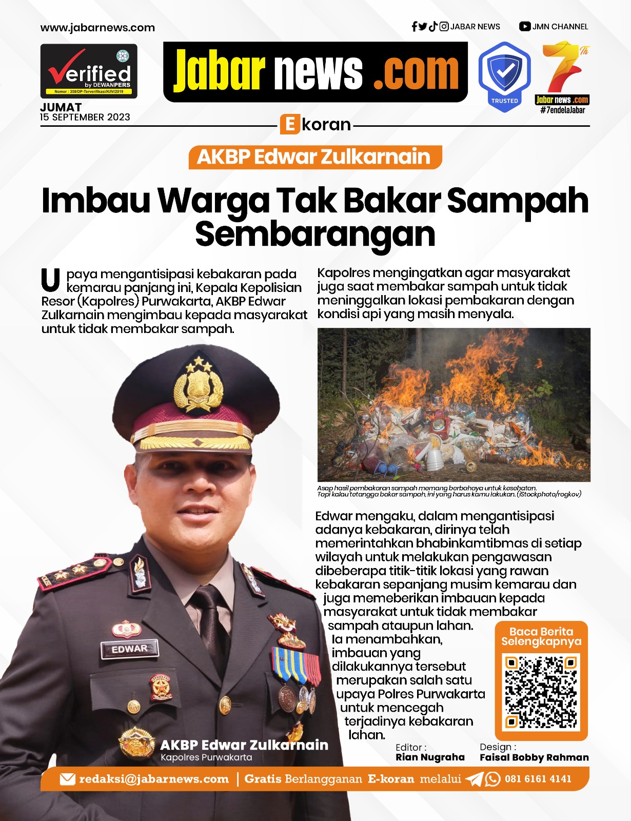 Edwar Zulkarnain Imbau Warga Tak Bakar Sampah Sembarangan