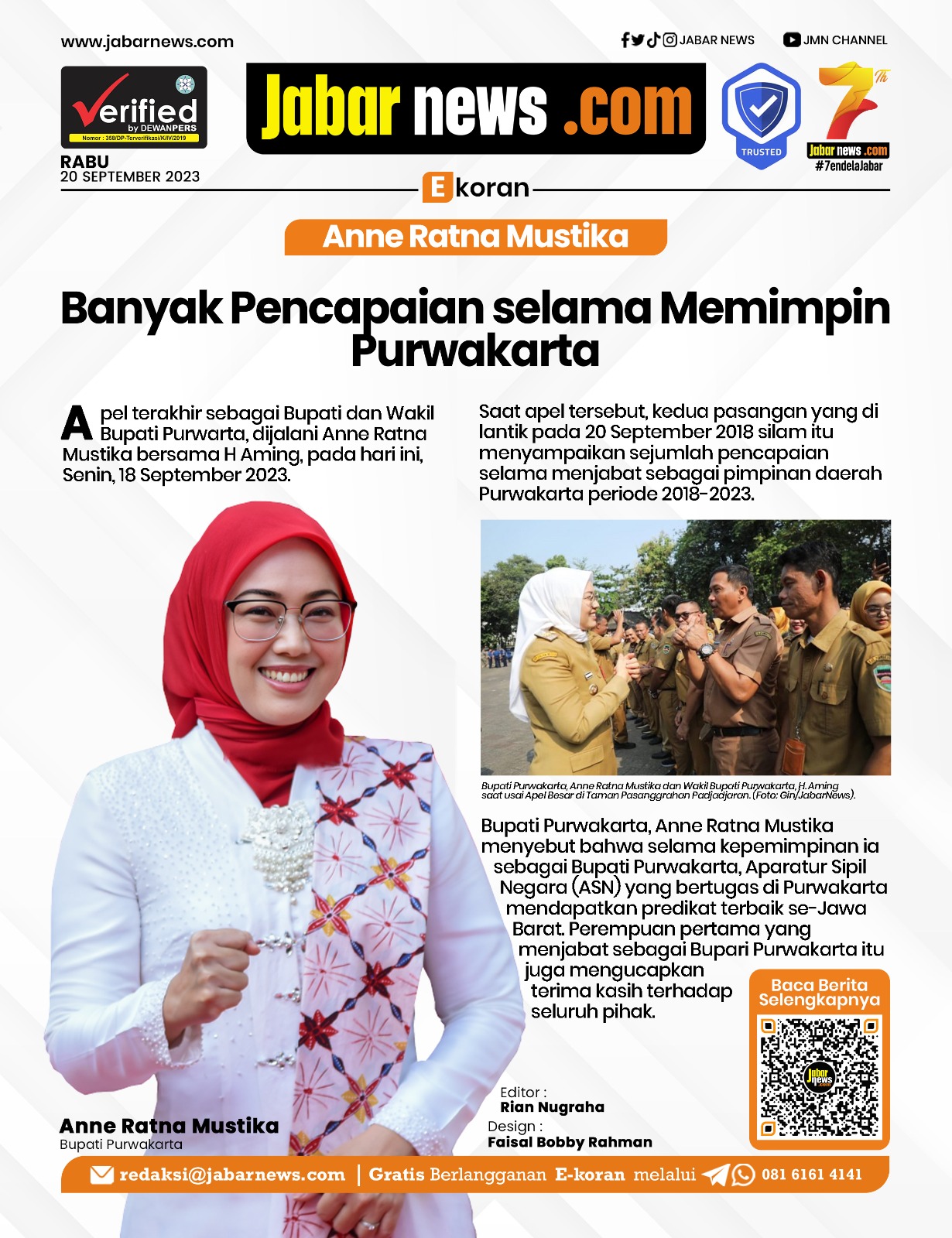 Anne Ratna Mustika: Banyak Pencapaian Selama Memimpin Purwakarta