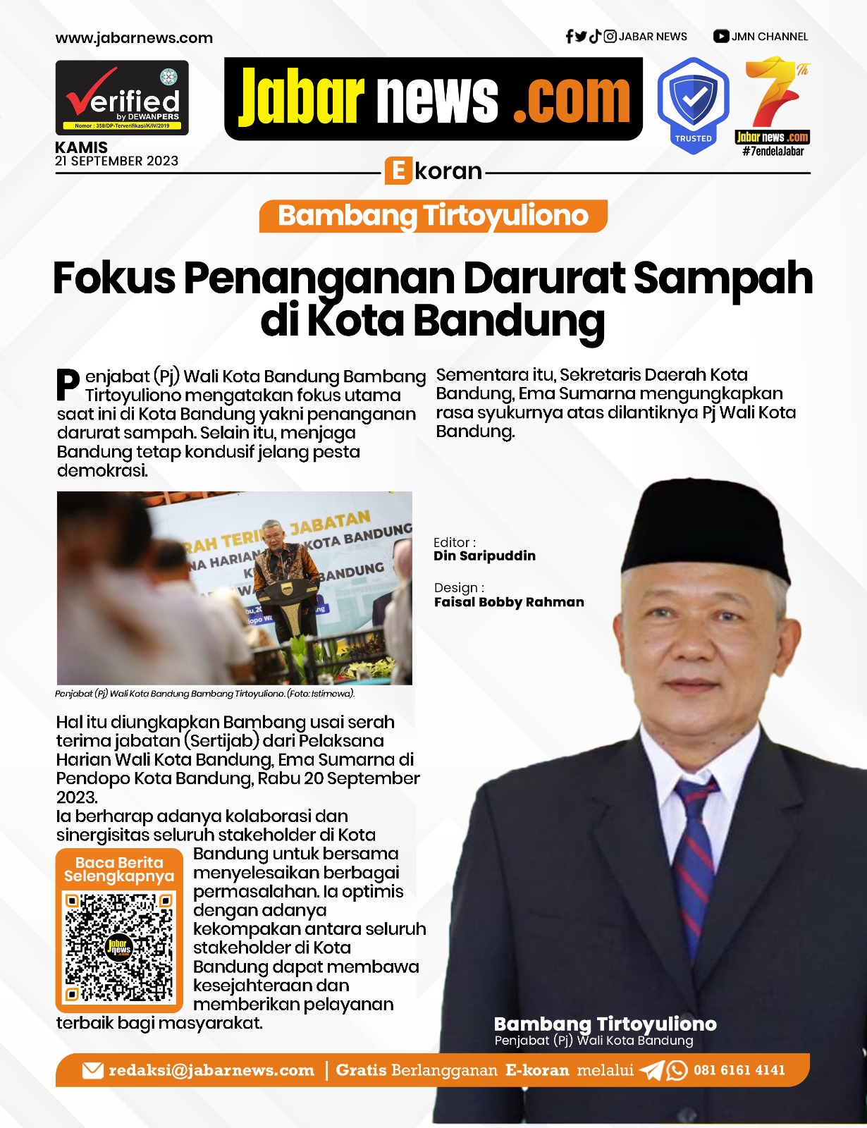 Bambang Tirtoyuliono Fokus Penanganan Darurat Sampah di Kota Bandung