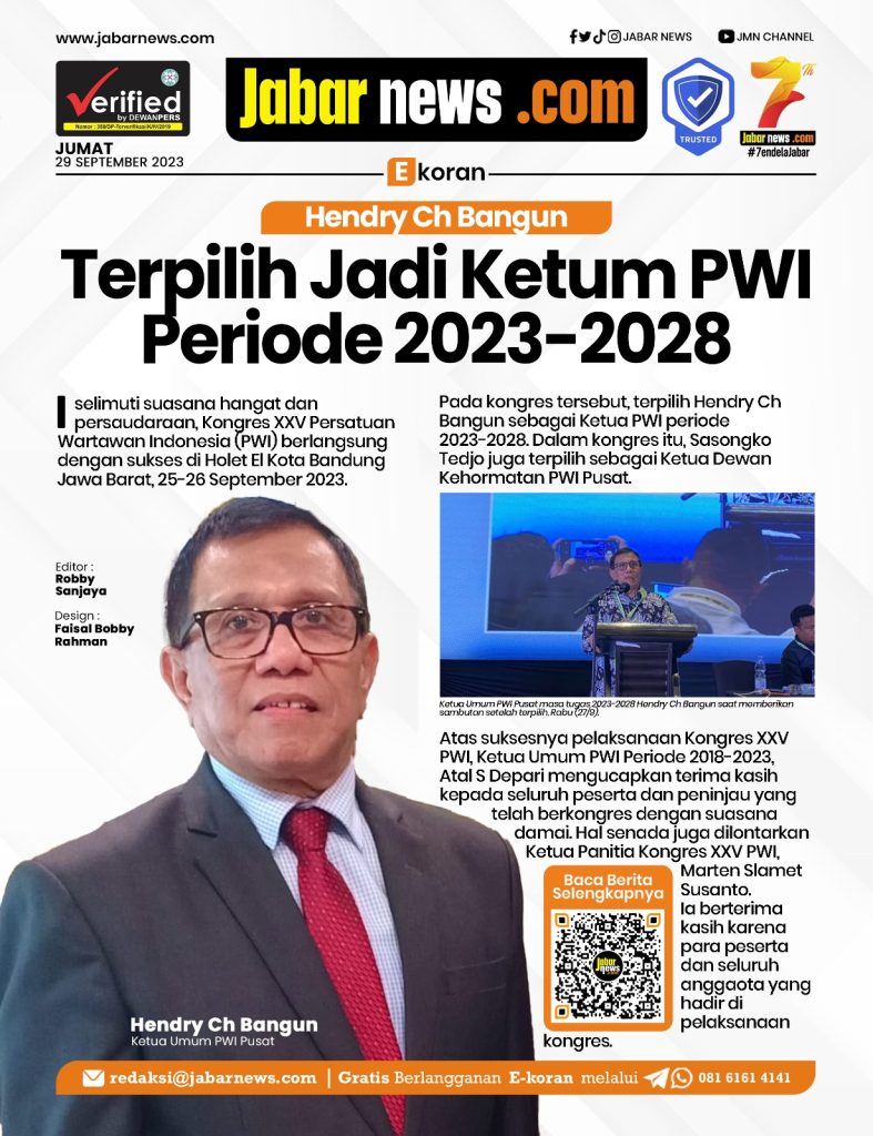 Hendry Ch Bangun Terpilih Jadi Ketum PWI Periode 2023-2028