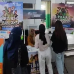 Booth BPJS Ketenagakerjaan Bandung Bojongsoang pada Jobfair yang menjadi salah satu rangkaian acara Semarak Bulan Pelatihan Vokasi 2023