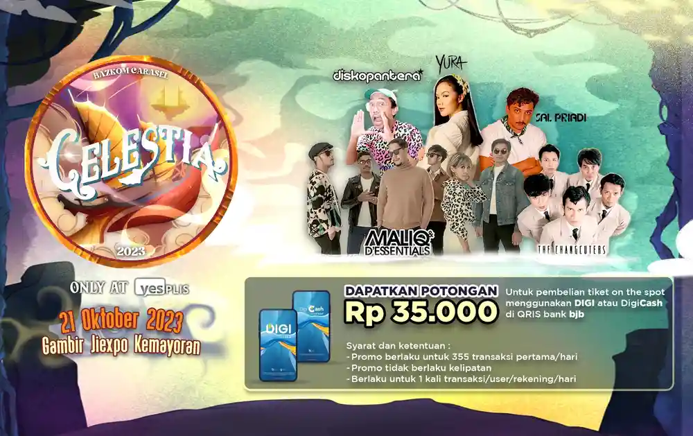 Flyer Event Celestia di Gambir Expo Jakarta yang didukung bank bjb