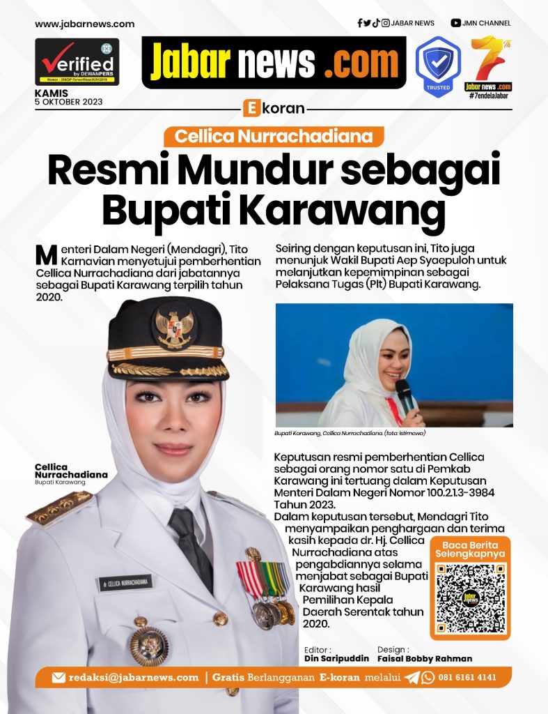 Cellica Nurrachdiana Resmi Mundur Sebagai Bupati Karawang