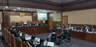 Sidang kasus BTS 4G Kominfo di Pengadilan Negeri Jakarta.