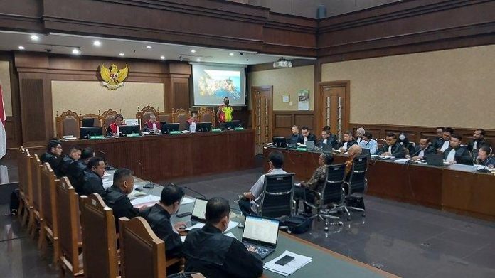Sidang kasus BTS 4G Kominfo di Pengadilan Negeri Jakarta.