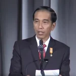 Tangkapan layar Presiden Jokowi sedang berpidato menggunakan bahasa inggris dalam sebuah acara yang diselenggarakan USINDO, US Chamber dan USABC, yang menjadi viral setelah disunting menjadi berpidato menggunakan bahasa mandarin.