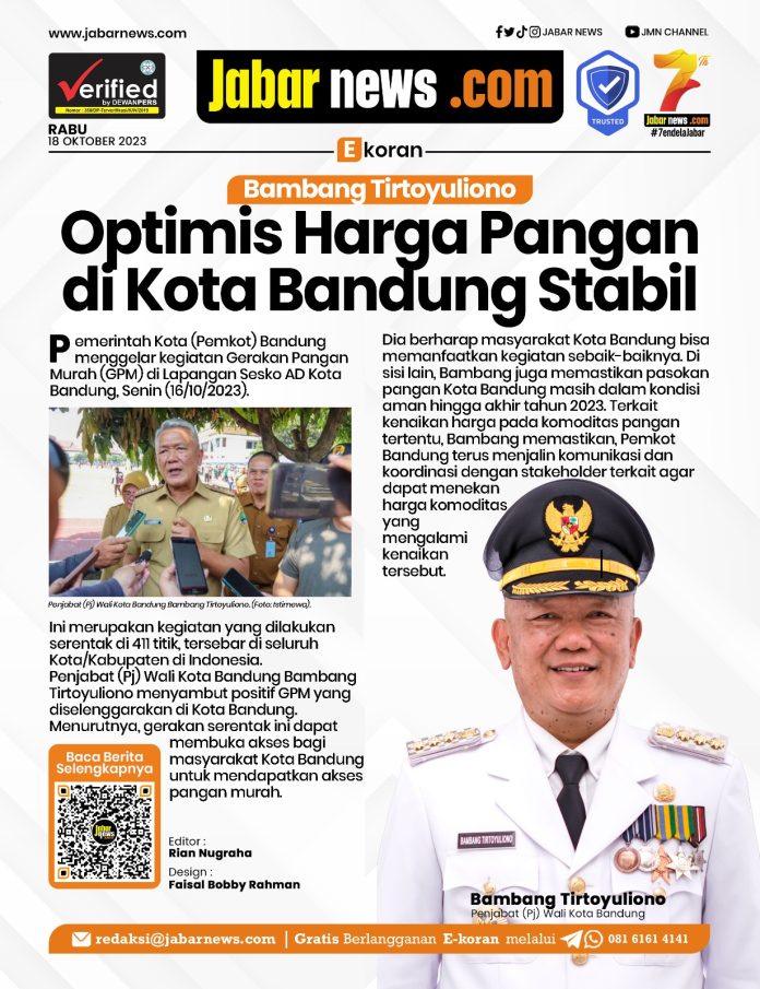 Bambang Tirtoyuliono Optimis Harga Pangan di Kota Bandung Stabil