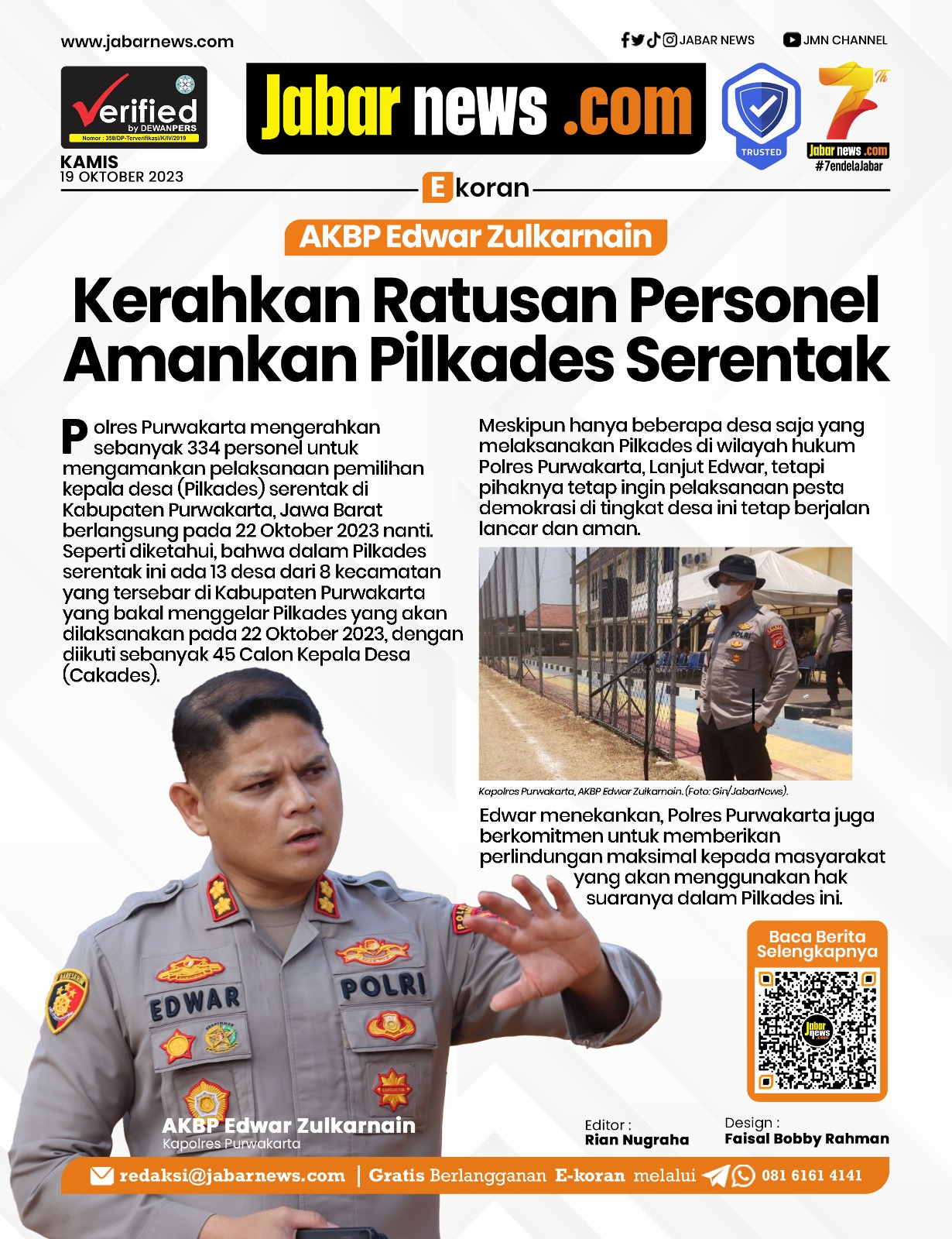 Edwar Zulkarnain Kerahkan Ratusan Personel Amankan Pilkades Serentak
