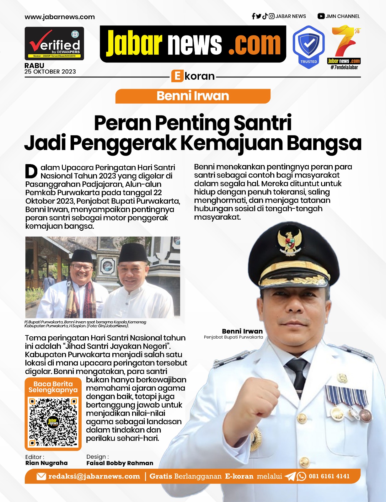 Benni Irwan: Peran Penting Santri Jadi Penggerak Kemajuan Bangsa